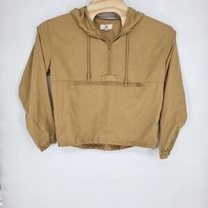 Thread Supply 1/4 Zip Pullover Windbreaker Tan Women Med Lightweight Travel Pack